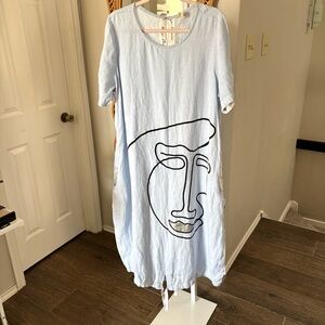 Hugo Flear / Blue Linen Artsy Dress